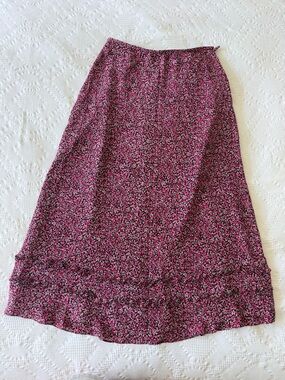 Vintage Floral Midi Skirt in Pink